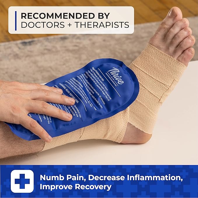 Thrive Reusable Ice Packs for Injuries - Large 2-Pack, Dark Blue - Long-Lasting Gel Cold Therapy - Ice Pack for Neck & Shoulders, Knee & Back Pain Relief