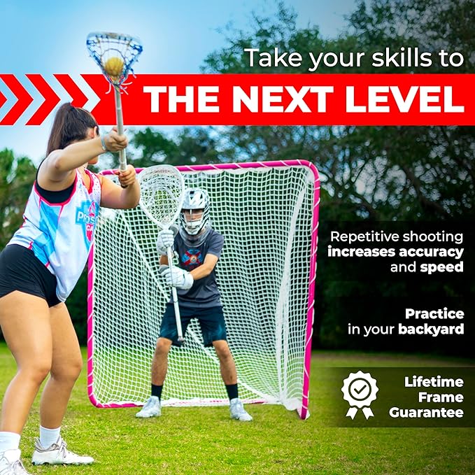 Velocity - Lacrosse Goal - Portable Steel Frame with Black Net, Perfect for Youth and Adult Training, Backyard Design