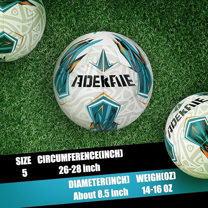 Soccer Ball Size 5 for All Age Recreational or Professional Outdoor Practice, PU Official Size&Weight, Size 5 Soccer Ball for Boys Youth Adults College Team, Ideal Gifts with Pump and Carry Net