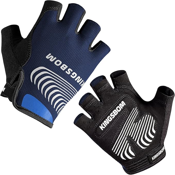 KINGSBOM Breathable Cycling Gloves, Shock-Absorbing Bike Gloves with Light Silicone Gel Pad, Anti-Slip Bicycle Gloves for Men and Women