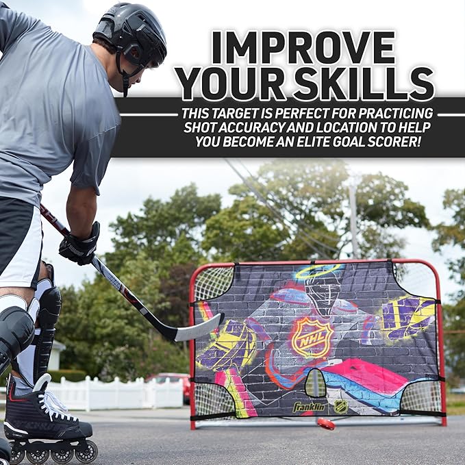 Franklin Sports NHL Street Hockey Goalie Shooting Target - Shooter Tutor Hockey Goal Practice Target - Street Hockey Net Goalie Target - Easy Attach Targe