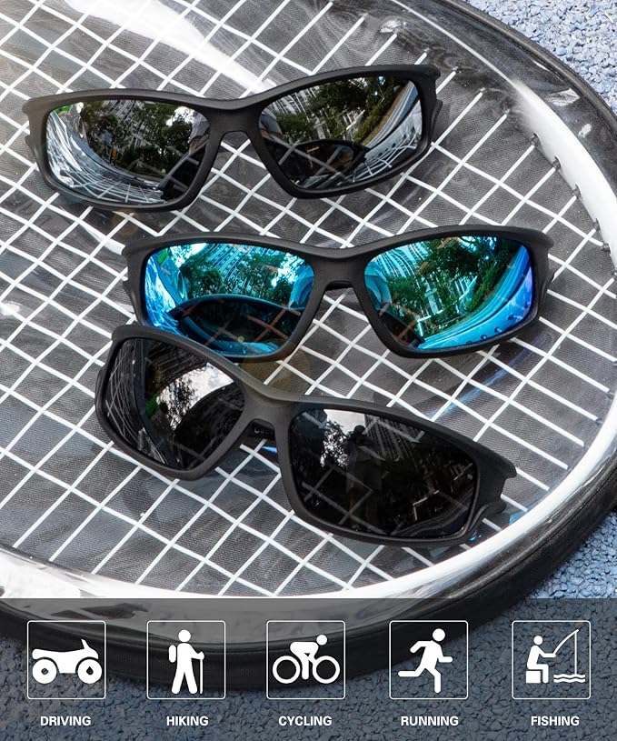 Polarized Sunglasses Men, Sports Sun Glasses Womens UV400 Protection for Fishing Running Driving