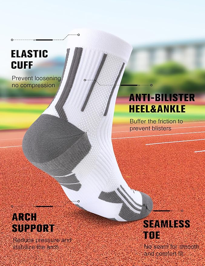 Compression Sport Running Socks: Athletic Crew Socks for Men Women Cycling Hiking Basketball Work,3 Pairs