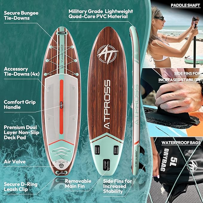 11'6"x35" Inflatable Paddle Board, 450lbs Extra Wide Stand Up Paddleboard for Adults with Premium SUP Accessories Kit & Backpack, Blow Up Kayak Non-Slip Stable Deck Boat for Yoga Fishing Surf