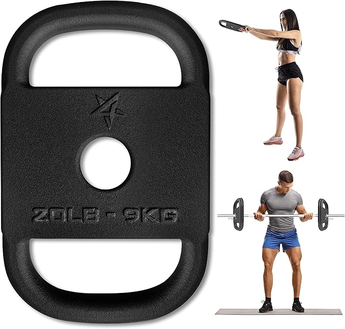 Yes4All US Design Patented Cast Iron Ruck Weight & Weight Plate for Strength Training, Fitness Workout - 20LB, Upgraded, Rounded Handle, Smooth Edge