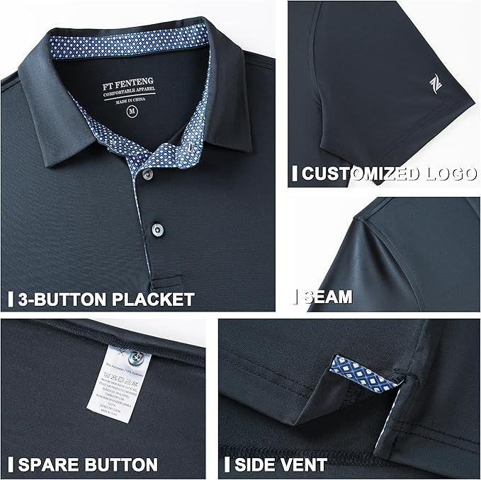 Mens Polo Shirts Short Casual Solid Stylish Dry Fit Performance Designed Collared Golf Polo Shirts for Men