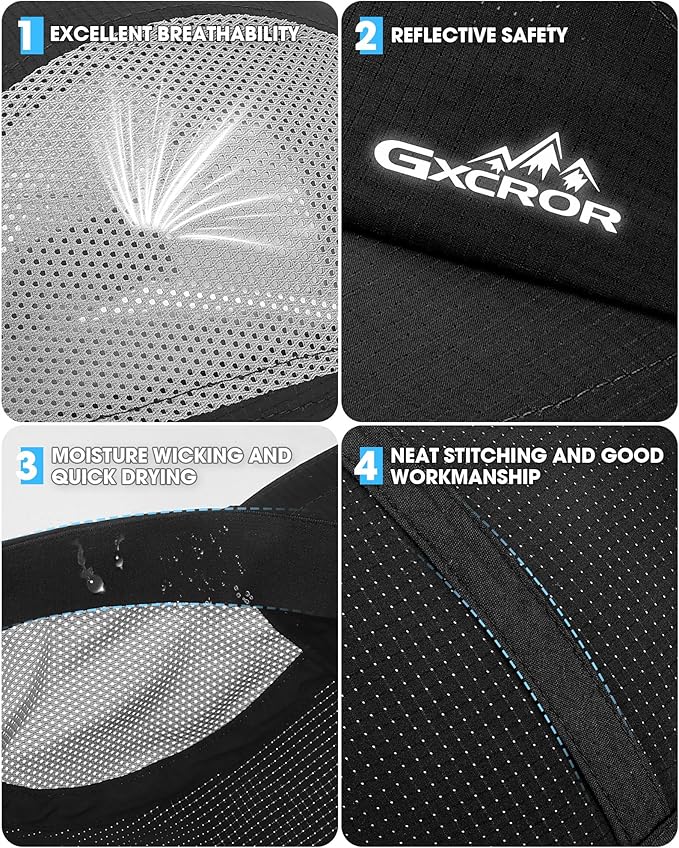 GXCROR Performance Baseball Cap for Men & Women - UPF 50+ Running Hat, Lightweight Quick-Dry Sports Hat for Golf, Hiking, Gym