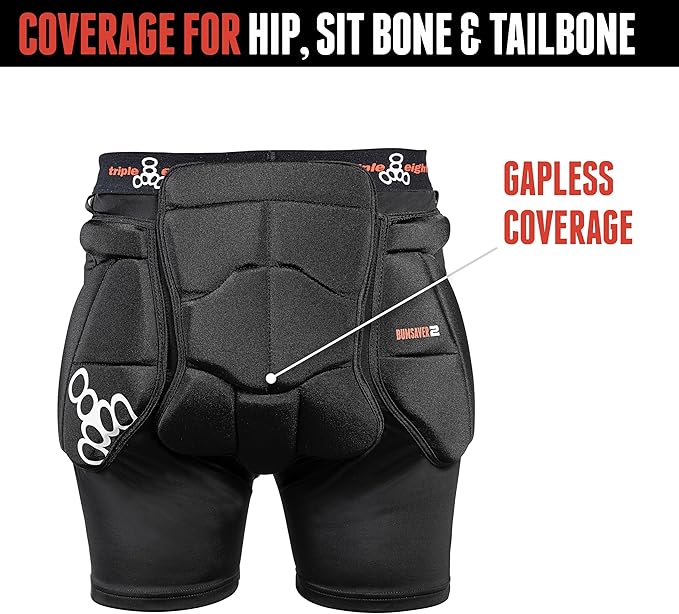 Triple Eight Bumsaver Padded Shorts for Skateboarding, Roller Skating, Roller Derby, Inline Skating, Snowboarding and Skiing