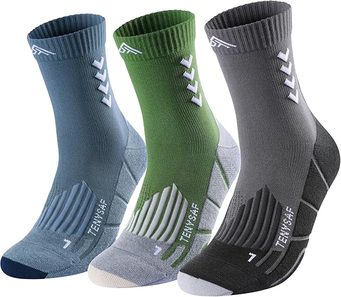 Compression Crew Running Socks: Athletic Socks for Men Women with Cushion,3 Pairs Work Hiking Basketball Sport Socks