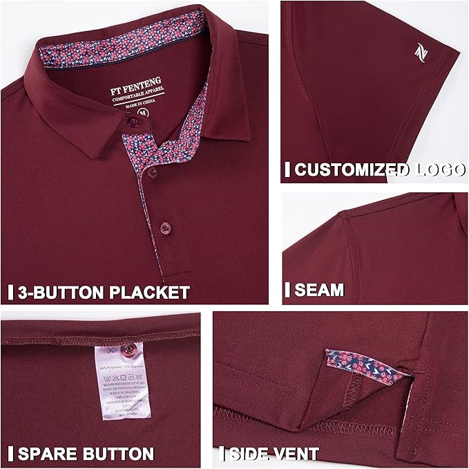 Mens Polo Shirts Short Casual Solid Stylish Dry Fit Performance Designed Collared Golf Polo Shirts for Men