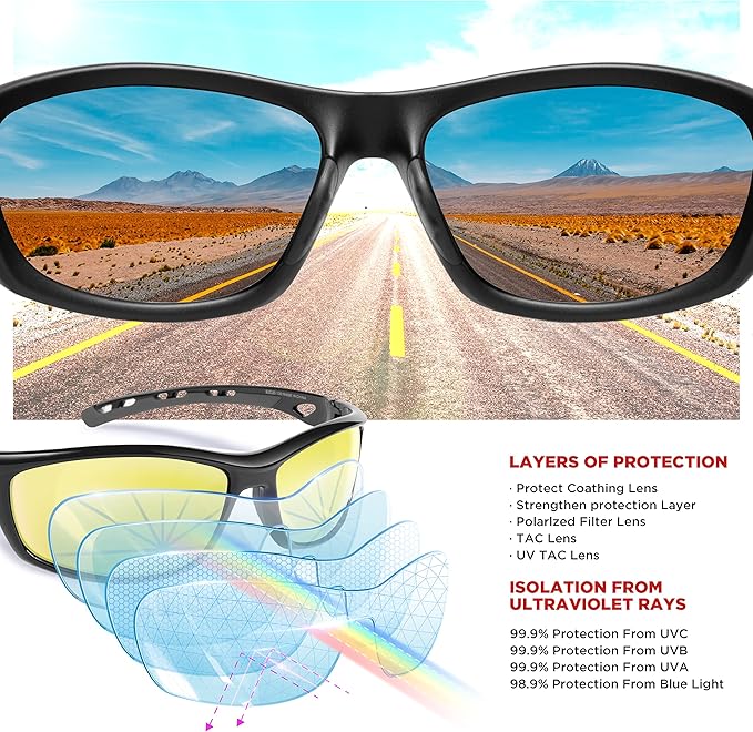 RIVBOS Sunglasses for Men Women Polarized UV Protection Sports Fishing Driving Shades Cycling RB833