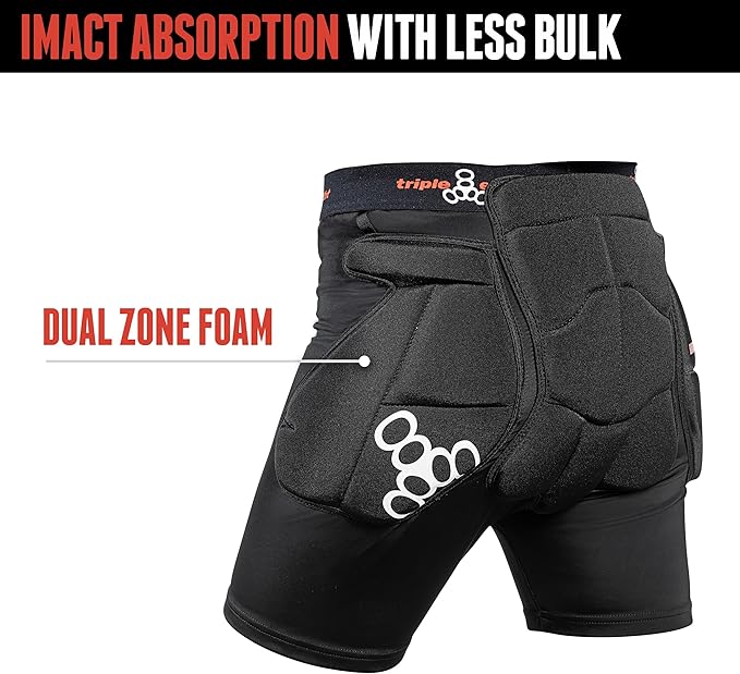 Triple Eight Bumsaver Padded Shorts for Skateboarding, Roller Skating, Roller Derby, Inline Skating, Snowboarding and Skiing