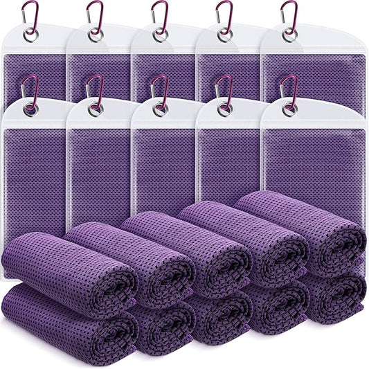 20 Pcs Cooling Towel 40" x 12" Ice Towel for Neck and Face Microfiber Chilly with Bag Breathable Yoga Gym Stay Cool Towels Sweat Rag for Workout Running Camping Pilates Beach Accessories (Purple)