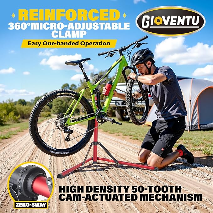 Gioventù 110 LBS E Bike Repair Stand, Heavy Duty Bicycle Maintenance Stand with High-Strength Steel, Bike Mechanic Workstand for E-bikes, Mountain Bikes and Road Bikes - Red