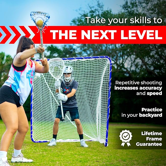 Velocity - Lacrosse Goal - Portable Steel Frame with Black Net, Perfect for Youth and Adult Training, Backyard Design