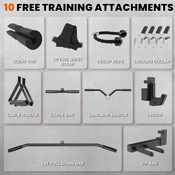 Smith Machine Home Gym with Aluminum Pulley Set- 2000lbs Capacity All-in-One Power Rack with Cable Crossover, Pull-Up Bar & Dip Station, Includes 18 Attachments, P107 Anvil