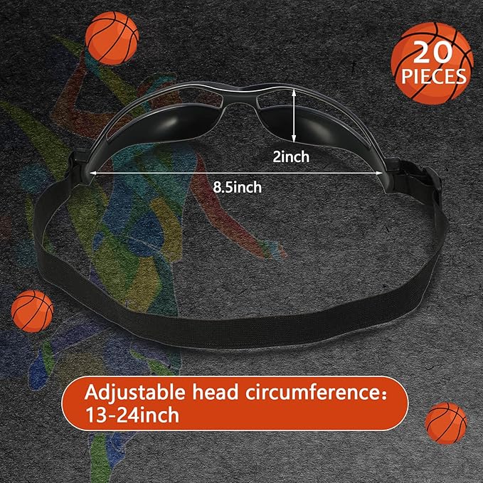 Weewooday 20 Pieces Adjustable Lightweight Basketball Dribbling Goggles, No Look Eye Goggles for Sport Dribble Training