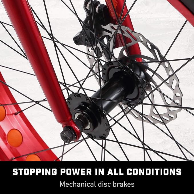 Mongoose Aztec Mens and Womens Fat Tire Bike, 18-Inch Steel Frame, 26-Inch Wheels, 4-Inch knobby tires, Red