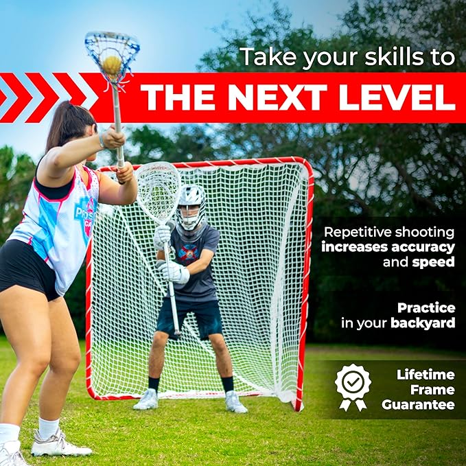 Velocity - Lacrosse Goal - Portable Steel Frame with Black Net, Perfect for Youth and Adult Training, Backyard Design