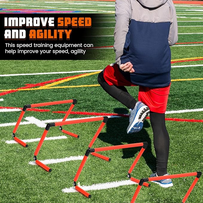 8 Pcs Adjustable Speed Training Hurdles 6" 9" 12" Speed Agility Hurdle Jumping Training Fitness Equipment Plyometric for Athletes Soccer Basketball Track Field