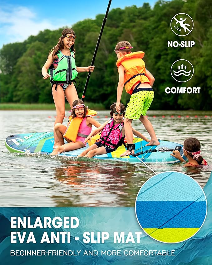 Inflatable Stand Up Paddle Board for Adults with Seam Welded Technology, 10'6''x33''x6'', Durable SUP with Dual-Blade Paddle and Complete Accessories, 390 lbs Capacity, Beginner-Friendly