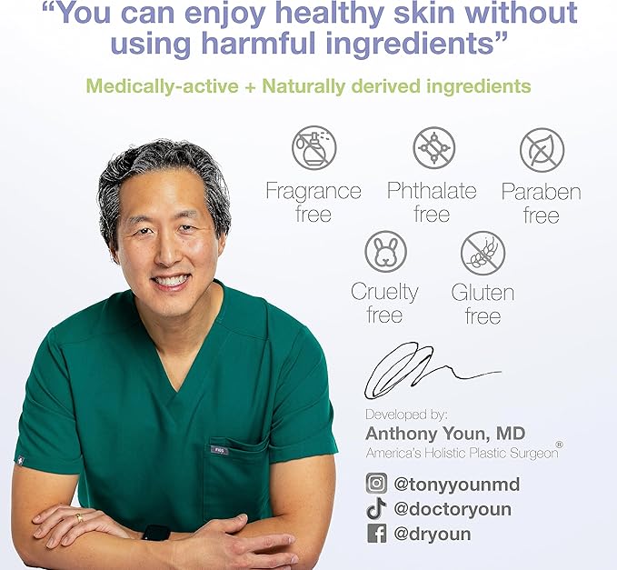 YOUN Beauty Supplemental Collagen Powder by Holistic Plastic Surgeon Dr. Anthony Youn, 30 Servings (Unflavored) – Fortigel, Fortibone & Verisol Multi-Collagen Peptides for Skin Health