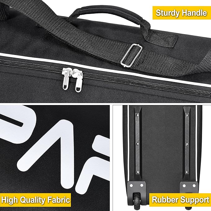Partage Ski Bag - Ski Bag with Wheels Waterproof Ski Travel Bag Ski Boot Bag 600D Heavy Duty Oxford Fabric - Adjustable Length Up to 200cm Easy to Store and Transport Suitable for Men Women