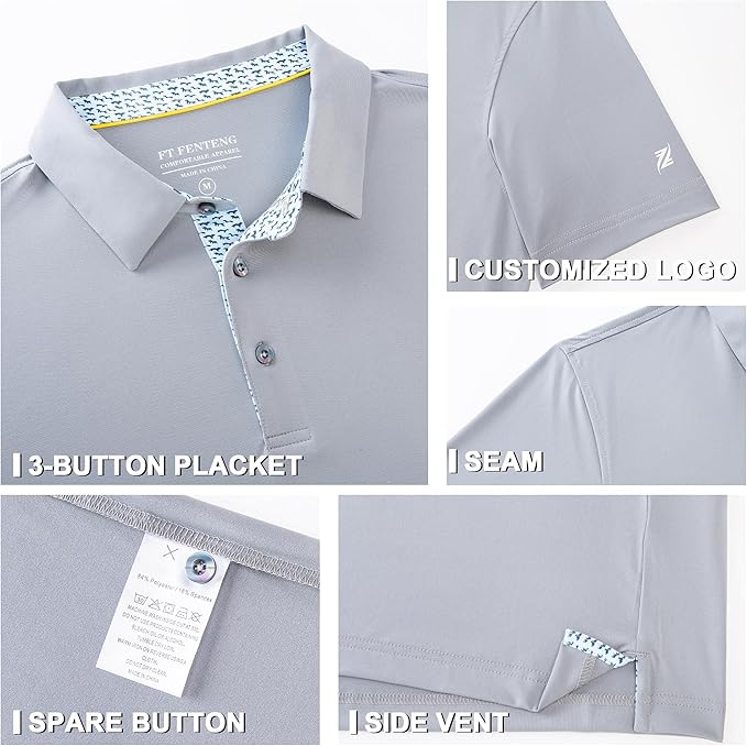 Mens Polo Shirts Short Casual Solid Stylish Dry Fit Performance Designed Collared Golf Polo Shirts for Men