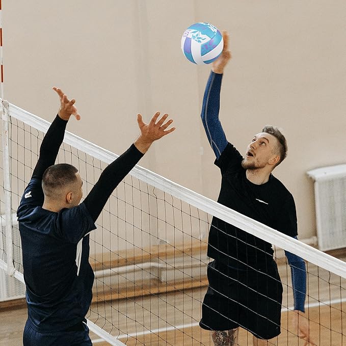 Volleyball Size 5 - Premium PU Leather, Ultra-Durable Soft to The Touch for Youth, Adults, Ideal for Indoor, Outdoor, Beach Sports Training(Blue Purple)