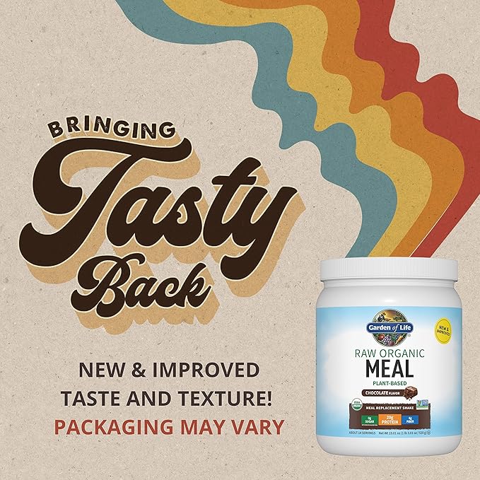 Garden of Life Meal Replacement Shakes, Raw Organic, Chocolate Protein Powder with Plant Based Pea Protein, Sprouts, Greens, Probiotics, Dairy Free 14 Servings