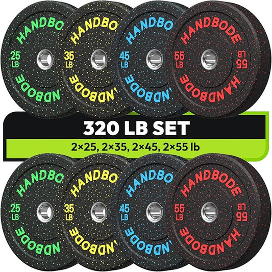 2-Inch Bumper Plates High Bounce, Olympic Weight Plate Set 45/100/160/190/260/300lb, Barbell Weight Plates Set for Home Gym, Colored Weights Rubber Strength Training Plate for Weight Lifting