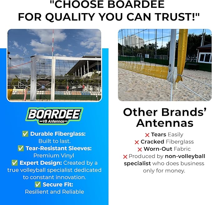 PRO Volleyball Antenna Pole Set – Foldable Fiberglass Volleyball Training Equipment with Hook & Loop Sleeves – Indoor & Beach Sports & Outdoors Accessories – Collapsible Referee Antenna Poles