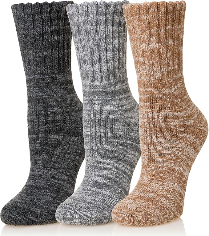 Merino Wool Boot Socks Thermal Winter Ski Thick Warm Hiking Socks for Women Men 3 Pairs