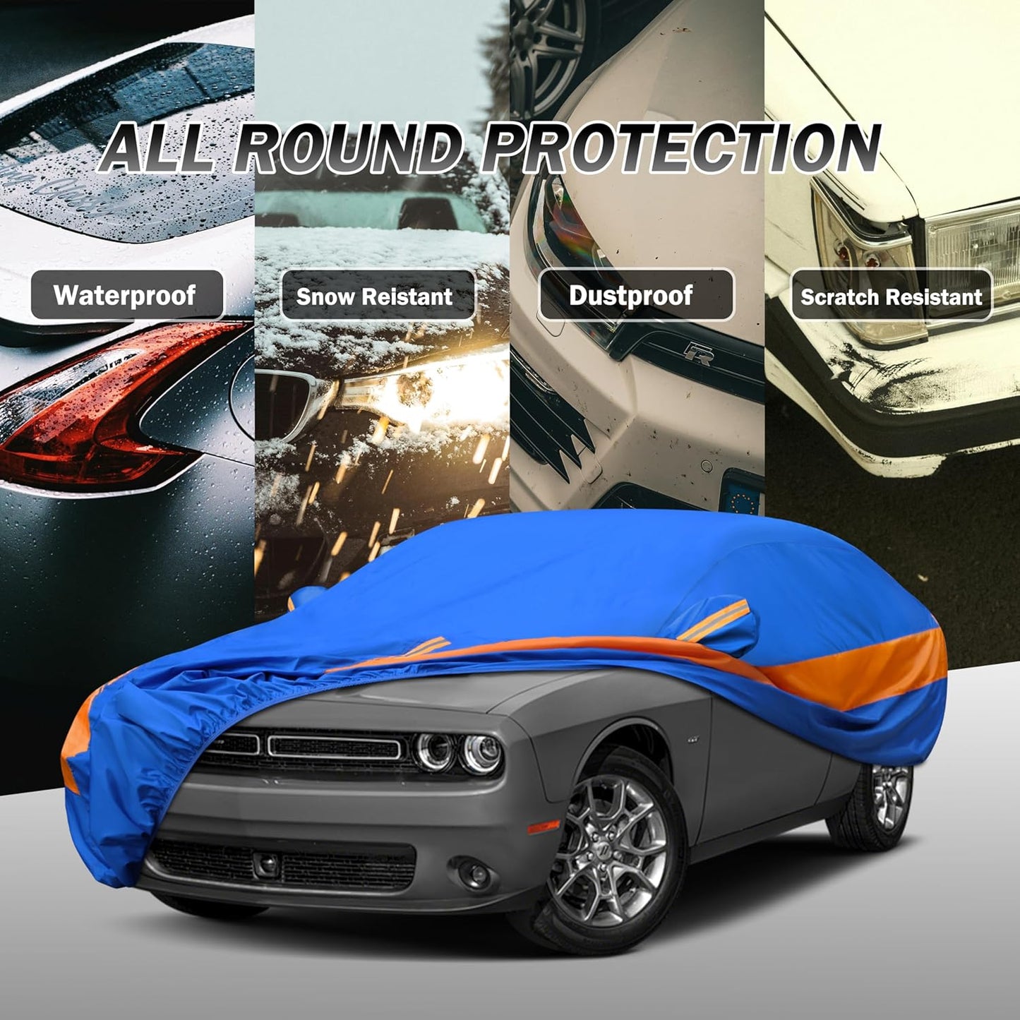 Heavy Duty Outdoor Car Cover Windproof All Weather Waterproof Sun Rain UV Dust Snow Protection Outdoor,Fit Coupe Mazda Miata/MX-5, BMW Z3, Honda S2000 etc.Size C1