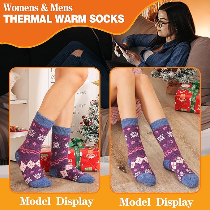 3 Pairs Warm Thermal Socks for Women & Men Winter Ski Thick Boot Insulated Socks for Cold Weather