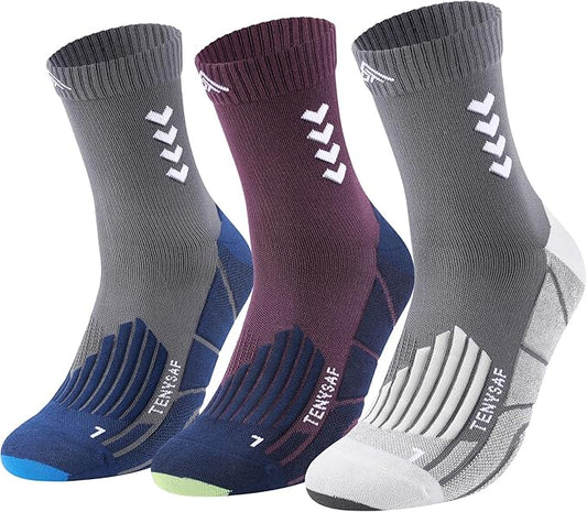 Compression Crew Running Socks: Athletic Socks for Men Women with Cushion,3 Pairs Work Hiking Basketball Sport Socks