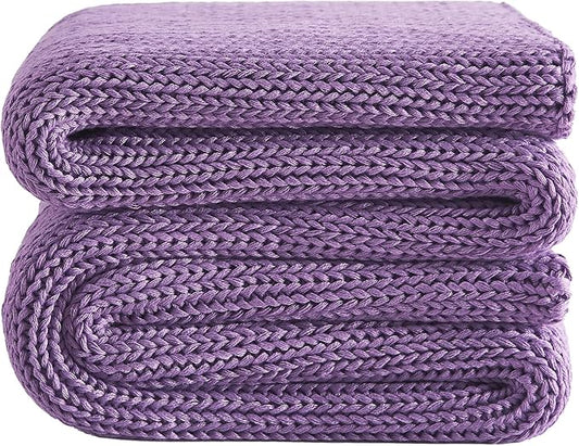 L'AGRATY Knitted Weighted Blanket - 48"x72" 15lbs Cooling Chunky Knit Heavy Blanket for Adults Braided Crochet Throw Thick Cable Yarn Knit Decorative No Beads Evenly Weighted Machine Washable