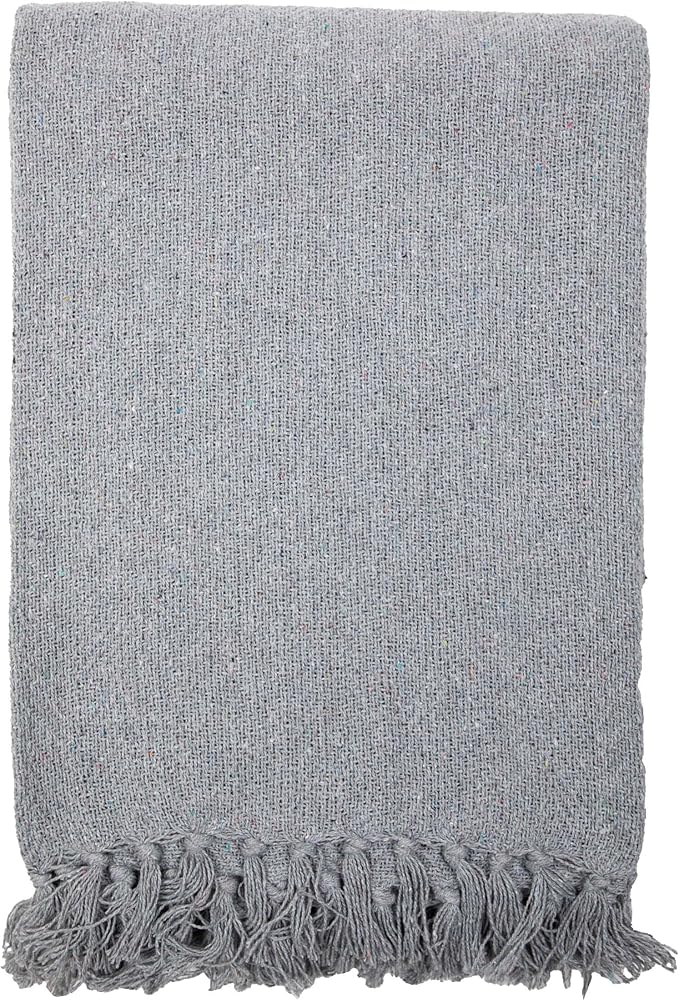 Arkwright Common Ground Bulk Blankets - Pack of 12 - Reversible 100% Cotton All Season Lightweight Couch Bed Throws for Wedding Guests, Travel, and Outdoor Events, 50 x 70 in, Grey