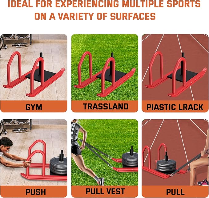 Weight Sled for Training, Heavy Duty 500 LBS Pull Push Sled for Outdoor, Indoor, Football, Durable Steel Weighted Sled, Compatible with 1" & 2" Weight Plate, Frame with Adjustable Reflective Stripe Vest