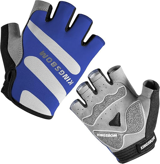 KINGSBOM Breathable Cycling Gloves, Shock-Absorbing Bike Gloves with Light Silicone Gel Pad, Anti-Slip Bicycle Gloves for Men and Women