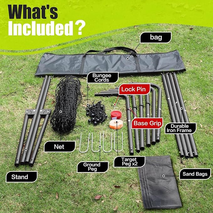 Volleyball Rebounder Net 7x4 Ft, 5-Angle Adjustable Rebounder Net for Practicing Digging, Setting, Spiking, Bounce Back Training Equipment with 2 Target Stripes & Portable Travel Bag for Storage