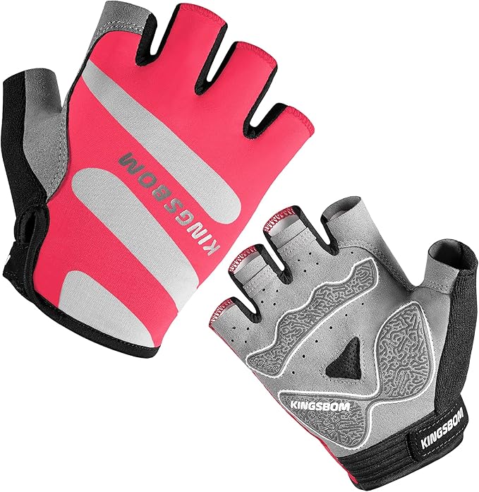 KINGSBOM Breathable Cycling Gloves, Shock-Absorbing Bike Gloves with Light Silicone Gel Pad, Anti-Slip Bicycle Gloves for Men and Women