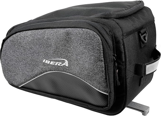 Ibera Bike Bag MIK Expandable Commuter 15-25L - Clip-On bike Bags For Bicycles with Expandable Pannier, Laptop Sleeve & Strap - Reflective Trim & Taillight Ready - Bike Rack Bag ONLY FOR MIK RACKS