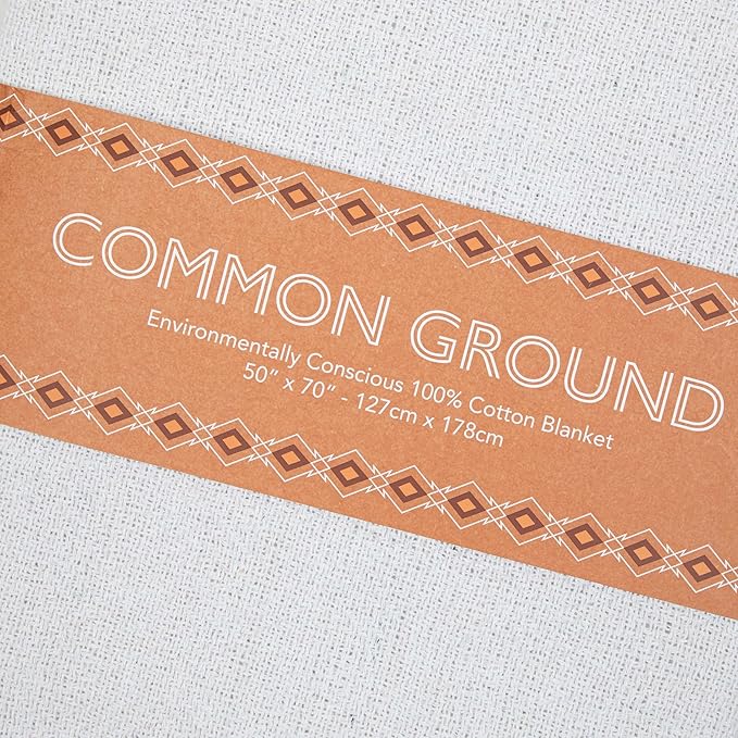 Arkwright Common Ground Bulk Blankets - Pack of 12 - Reversible 100% Cotton All Season Lightweight Couch Bed Throws for Wedding Guests, Travel, and Outdoor Events, 50 x 70 in, White