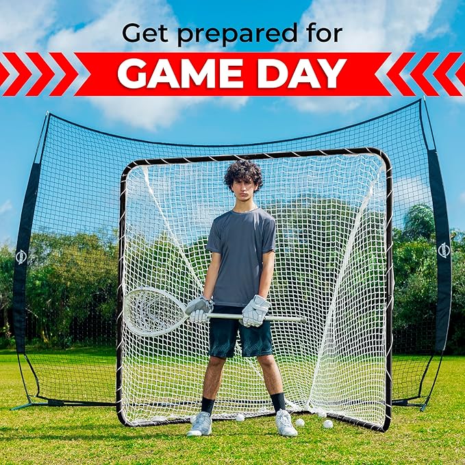 Velocity - Lacrosse Goal - Portable Steel Frame with Black Net, Perfect for Youth and Adult Training, Backyard Design