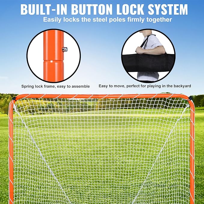VEVOR Portable Lacrosse Goal - Complete Training Accessory Set with Extended Coverage for Youth and Adults