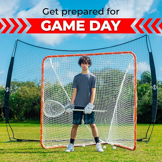 Velocity - Lacrosse Goal - Portable Steel Frame with Black Net, Perfect for Youth and Adult Training, Backyard Design