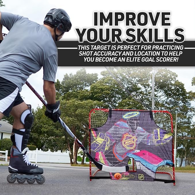 Franklin Sports NHL Street Hockey Goalie Shooting Target - Shooter Tutor Hockey Goal Practice Target - Street Hockey Net Goalie Target - Easy Attach Targe
