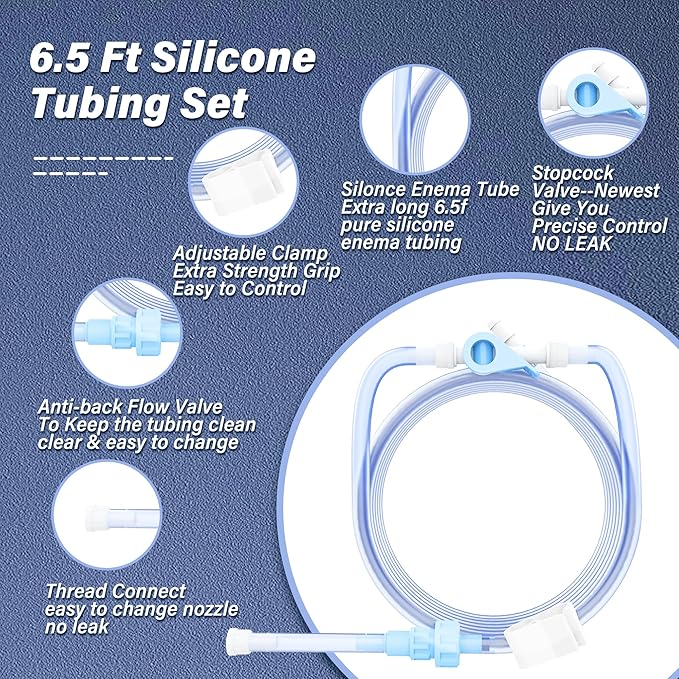 TopQuaFocus Douche Bag kit Home Coffee Enemas with 6.5FT Silicone Tube Portable Enema Bag for Men Women Colon Cleansing Flushing for Colonic Cleanse