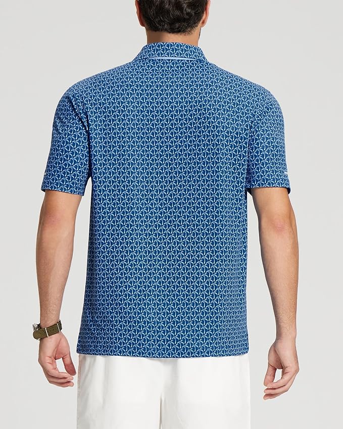 Golf Shirts for Men - Moisture Wicking Short Sleeve Performance Sport Casual Striped Collared Mens Polo Shirt